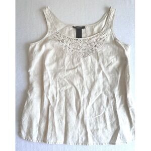 Liz Claiborne 100% Oatmeal Peach Crochet Lace Detail Summer Tank Top S 8P